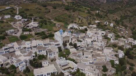 Aerial---General-shot-of-Falatados-village-in-Tinos-Island,-Greece