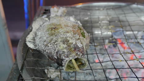 Salted-fish-cooking-on-the-grill-in-thailand
