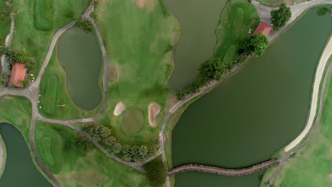 Aerial-top-down-shot-of-a-golf-course