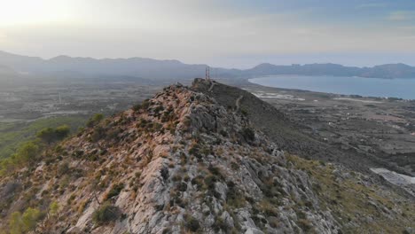 Drone-flyover-of-one-of-island-Mallorca's-mountainous-ridgelines