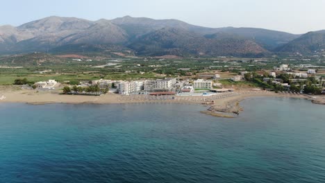 Aerial-view-of-the-city-of-Malia-on-the-island-of-Crete,-Greece