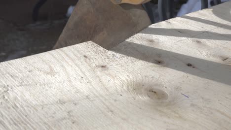 Sawing-plywood,-woodworking---close-up
