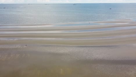 AERIAL-Wide-Open-Beach-During-Low-Tide