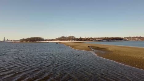 Wetland-area-of-Quincy-Bay,-Squantum,-Massachusetts