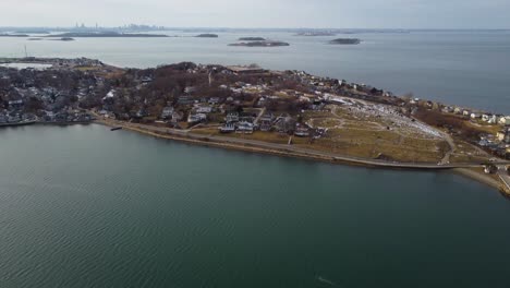 Aerial-view-over-Hull-town-in-a-island-in-Massachusetts