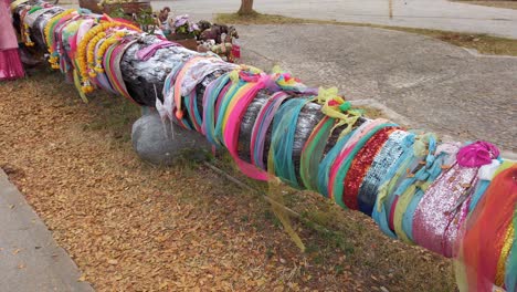Tree-Log-Dressed-With-Colored-Ribbons-In-Thailand
