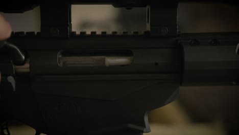 Close-up-on-spent-casing-ejected-from-bolt-action-rifle-while-reloading