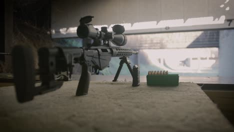 Sniper-rifle-ready-to-practice-on-shooting-range