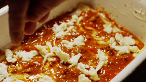 Pouring-mozzarella-cheese-during-the-preparation-of-homemade-traditional-lasagna