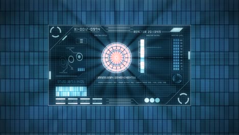 2D-HUD-display-of-a-reactor-control-panel,-showing-reactor-status,-data,-digits,-rotating-circle-bars,-equalizer-elements-all-in-3D-volumetric-lighting