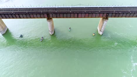 Aerial-video-of-kayaks-below-the-Lake-Lavon-dam-in-Texas