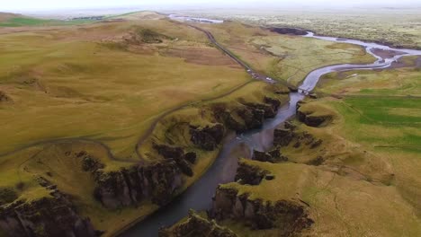 Drone-shot-through-canyon-in-Iceland