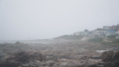 Misty-Time-Lapse-of-South-African-Coastline-at-Small-Village-on-Garden-Route