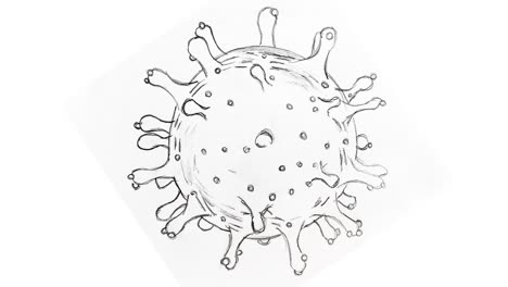 Animation-od-sketched-round-spiked-virus-rotating-on-white-background