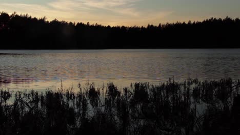 Beautiful-tranquil-lake-waters-of-Kurzeme-Latvia-post-dusk,-wide-shot