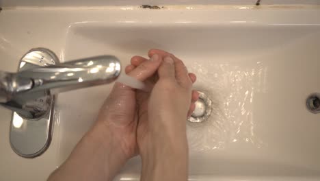 Thorough-Washing-Of-The-Hands,-Fingers,-And-Nails-Under-The-Running-Water-From-The-Faucet
