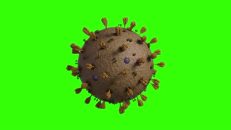 Animierte-Coronavirus-Zelle-Auf-Grünem-Hintergrund