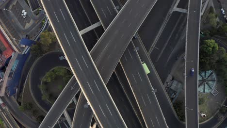 Cenital-Drone-Shot-of-a-freeway-interchange-with-no-traffic