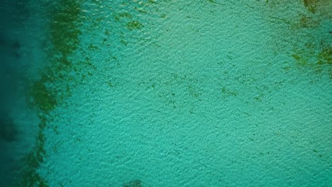 Aerial-view-of-a-turquoise-Caribbean-sea-in-Los-Roques,-Venezuela