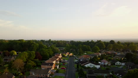 Beautiful-Drone-Sunrise-of-a-housing-estate-in-warrington,-Cheshire,-uk