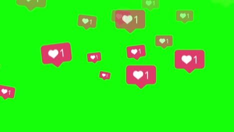 Animation-of-like-icons-motion-on-green-background