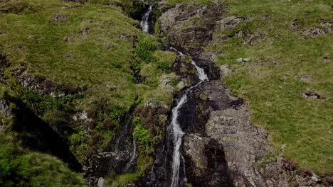Mountain-river,-waterfall-in-the-lake-district,-Helvelllyn-mountain
