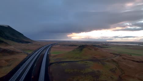 Cars-Driving-On-Route-1-In-Olfus-Area-In-Southern-Iceland