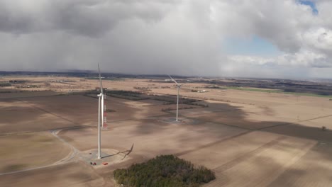 Beautiful-wide-view-of-two-non-functional-wind-turbines