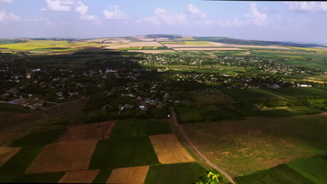 Cinematic-footage-of-Republic-of-Moldova-fields-and-village