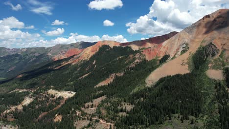 Aerial-View-of-Red-Mountain-Pass-and-Million-Dollar-Highway-Between-Silverton-and-Ouray,-Colorado-USA