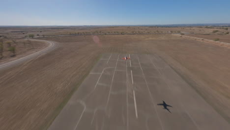 Remote-control-airplane-taking-off-from-model-airplane-runway