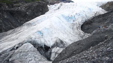 Glacier-Surrounded-by-Black-Rock-in-Alaska
