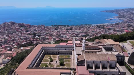 Drone-shot-tilt-from-Castle-Nuovo-aka-New-Castle-to-the-gulf-of-Naples