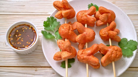 deep-fried-sausage-skewer-with-dipping-sauce