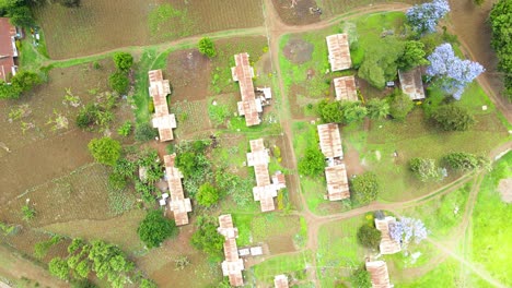 Ländliche-Siedlungen-In-Afrika,-Grüne-Landwirtschaftsbetriebe,-Kenia-Häuser,-Arme-Siedlung-Afrika,-Ländliche-Häuser-In-Kenia