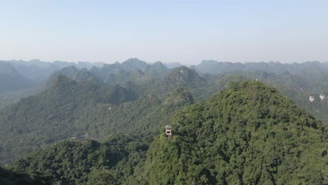Vista-viewing-tower-on-steep-mountain-ridge-in-coastal-Vietnam-forest