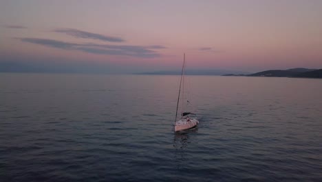 Drone-4k-Sailing-Boat-At-The-Sunset-Adriatic-Sea-Aerial