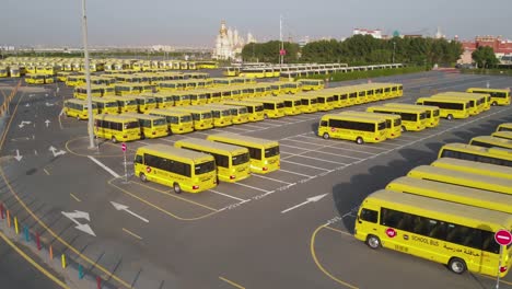 Abandoned-yellow-buses-parked-never-being-used