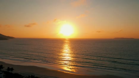 Beautiful-brazilian-beach-sunset-aerial-revealing-shot