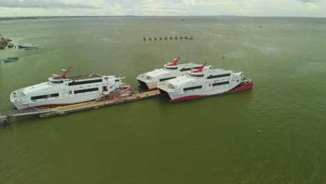 Catamaran-ferry-docked-in-the-southern-city-of-San-Fernando,-Trinidad