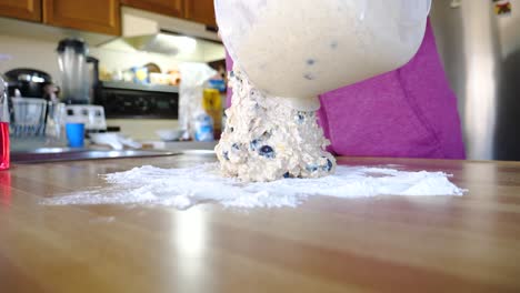 Dumping-and-Spreading-Batter-onto-Countertop---60fps-Baking-Preparation-of-Blueberry-Scones