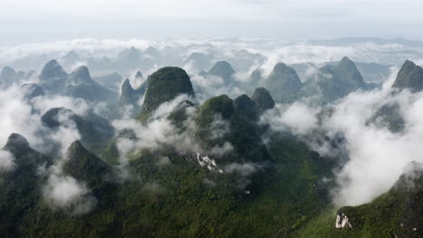 Amazing-karst-mountain-landscape,-high-aerial-view