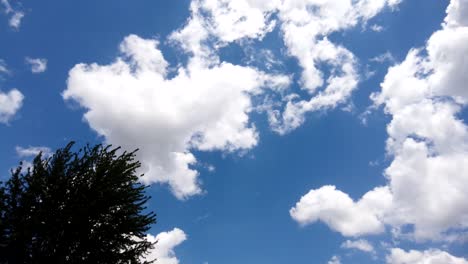 Hermosas-Nubes-Blancas-Pasan-A-La-Deriva-En-Un-Cielo-Azul-Brillante,-Lapso-De-Tiempo