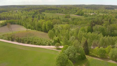 Bird's-view-of-peaceful-natural-park-in-northern-Europe,-Latvia,-day