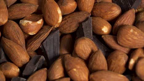 Closeup,-Almonds-And-Dark-Chocolate,-Healthy-Nutritious-Food-Diet