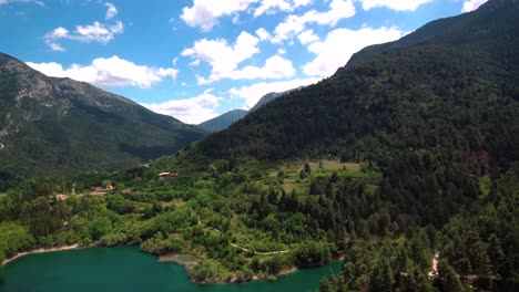 Majestic-aerial-hyper-lapse-over-Lake-Tsivlou-in-the-mountains-of-Peloponnese-in-Greece