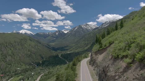 The-aerial-view-moves-up-to-show-view-of-a-beautiful-winding-Colorado-road