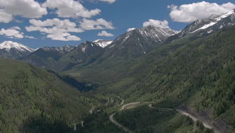 Aerial-view-does-dolly-zoom-to-show-a-view-of-beautiful-winding-Colorado-road