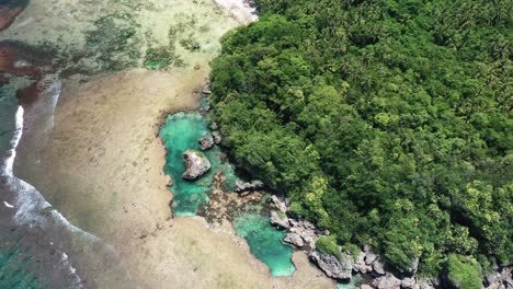 Aerial-View-of-Magpupungko-Natural-Rock-Pools-on-Siargao-Island,-Philippines