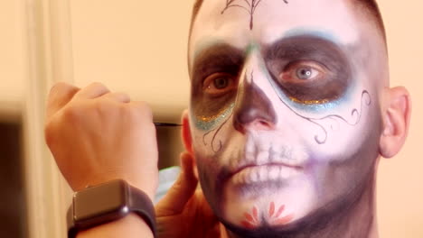 Day-of-the-Dead-Face-Makeup-Application-on-Man